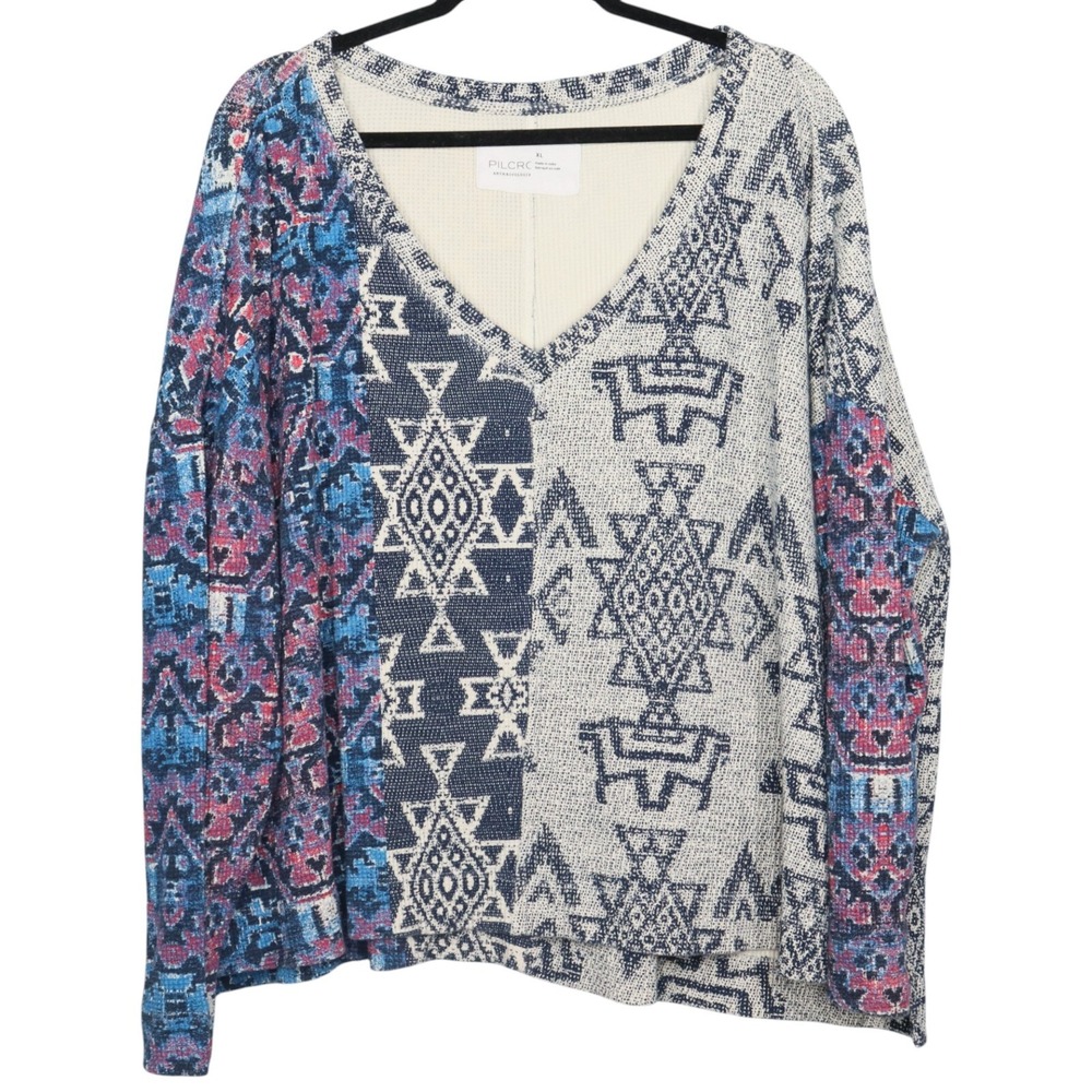 Pilcro And The Letterpress Sweater Womens Size XL Moira Thermal Waffle Knit Top